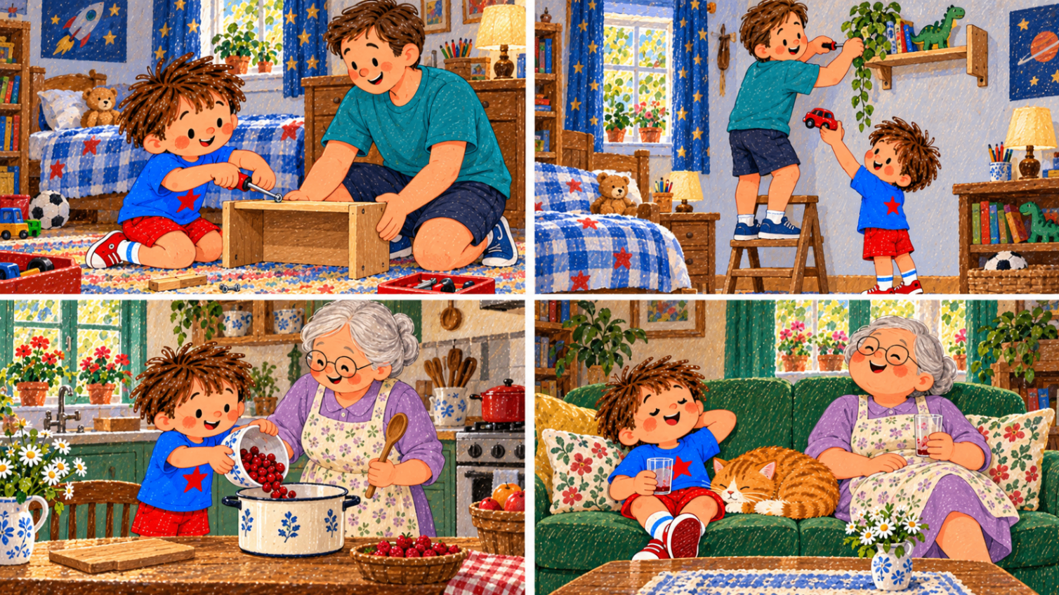 Illustrated family story sequence 6