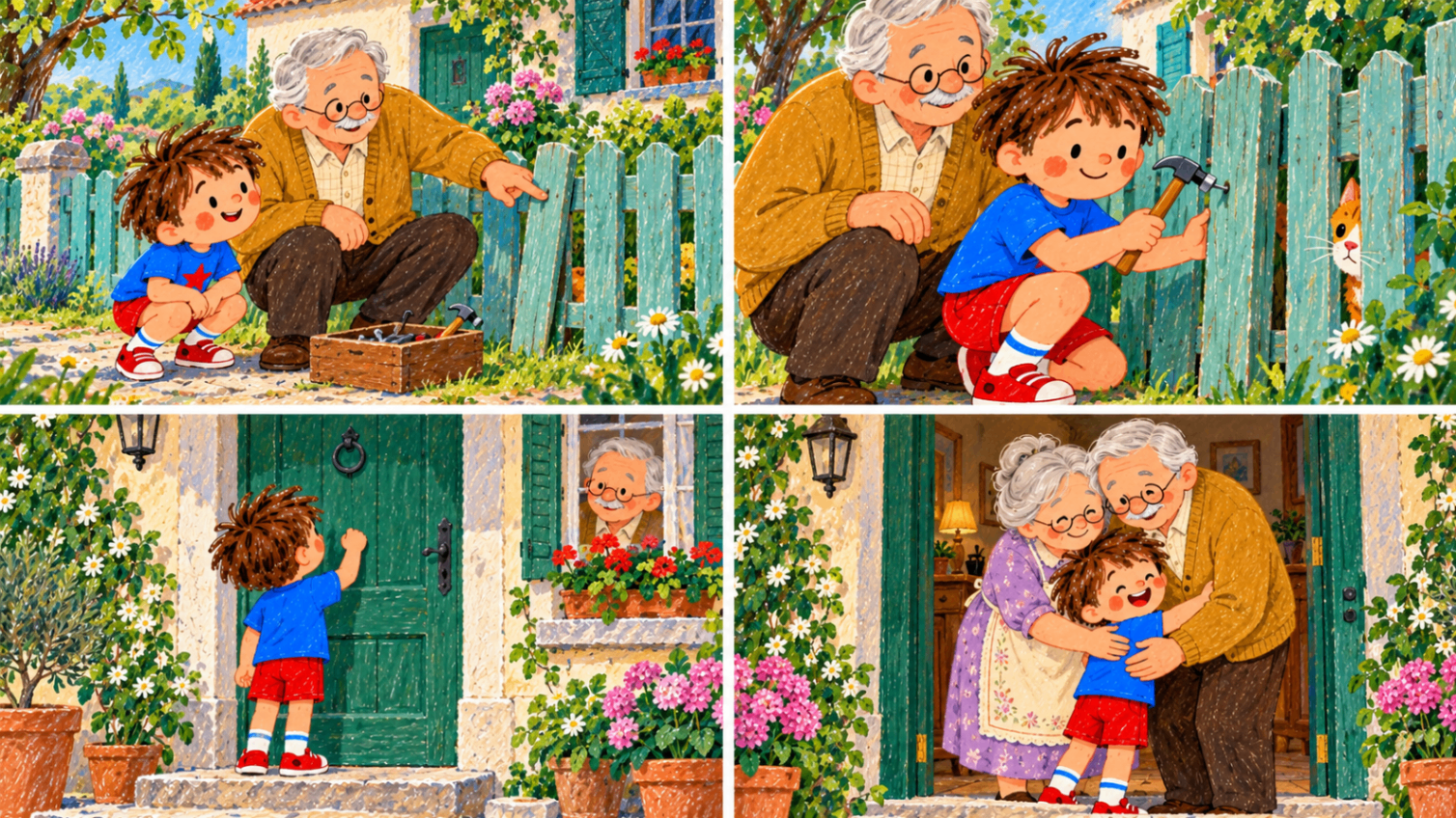 Illustrated family story sequence 3