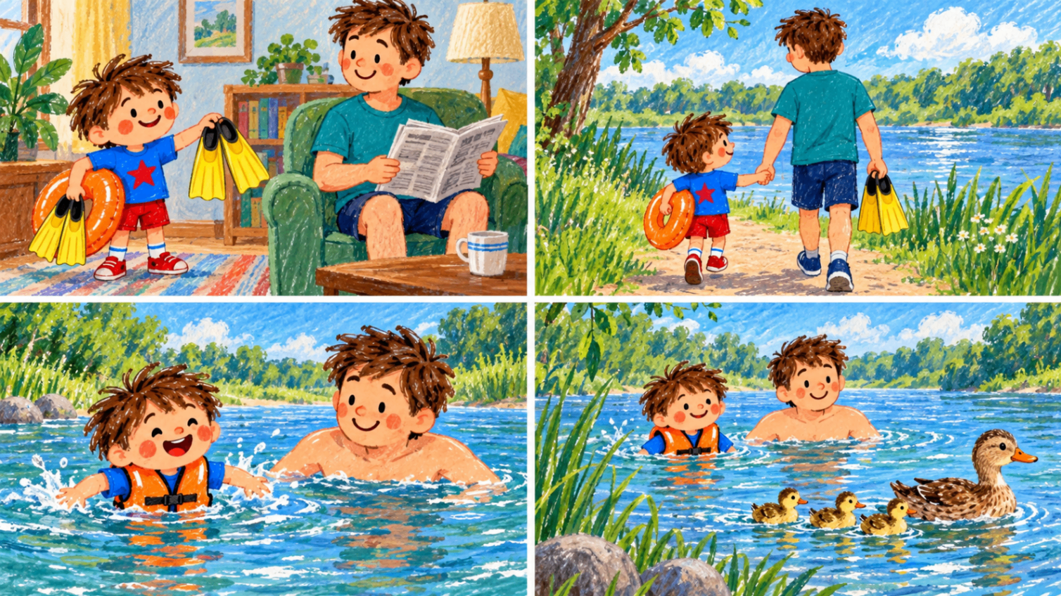 Illustrated family story sequence 1